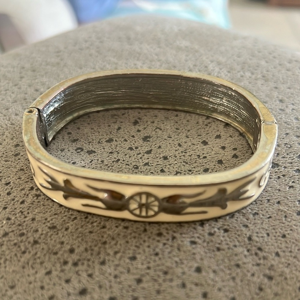 Silver Tone Bangle enamel bracelet